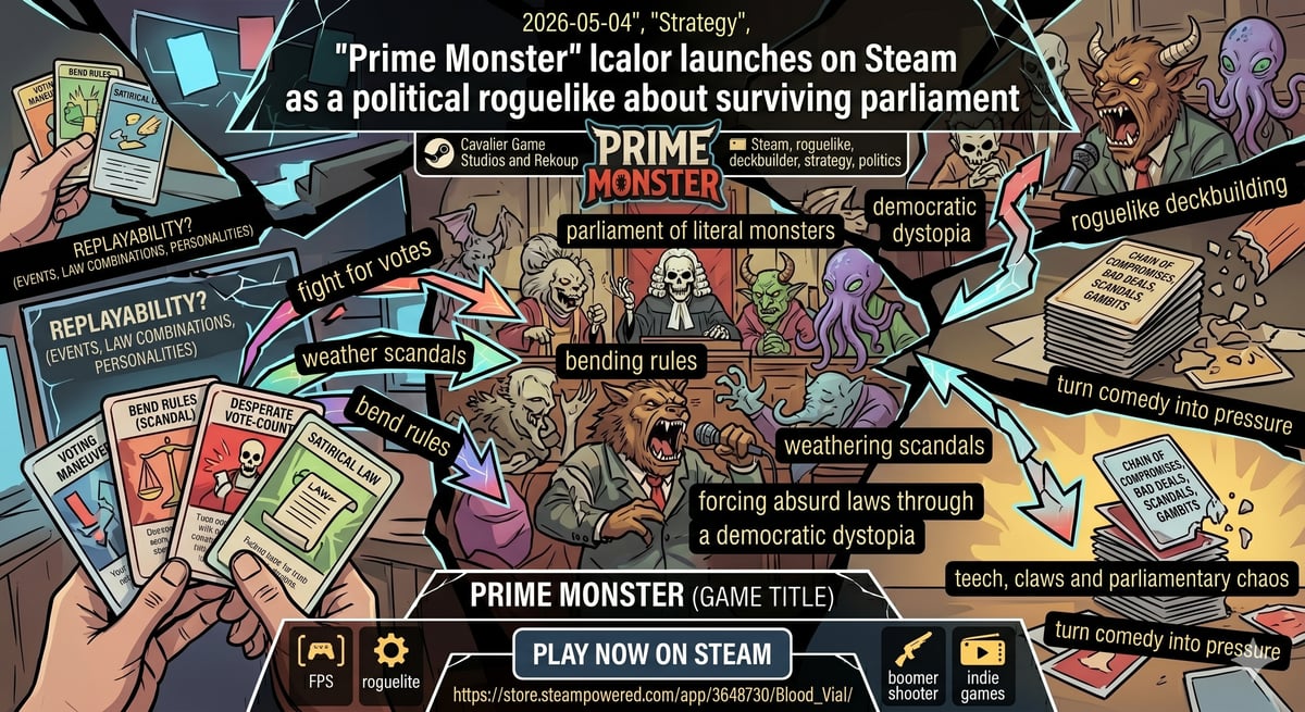 Prime Monster launches on Steam as a political roguelike about surviving parliament