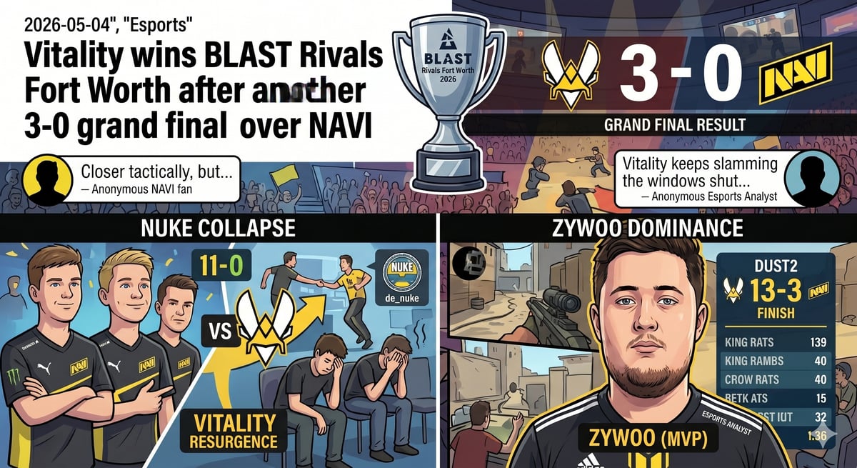 Vitality wins BLAST Rivals Fort Worth after another 3-0 grand final over NAVI