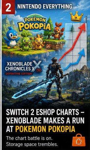 Nintendo Switch 2 eShop charts – Xenoblade makes a run at Pokemon Pokopia