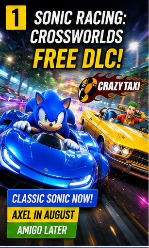 Sega is adding free Classic Sonic and Crazy Taxi DLC to Sonic Racing: CrossWorlds